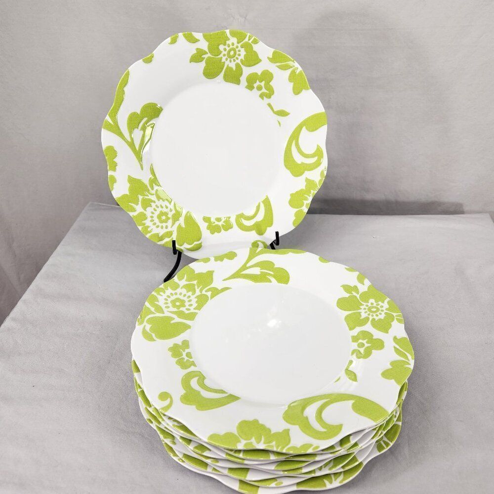 Set of 9 BETTER HOMES & Gardens Citrus Blossom Dinner Plates Lime Green Melamine